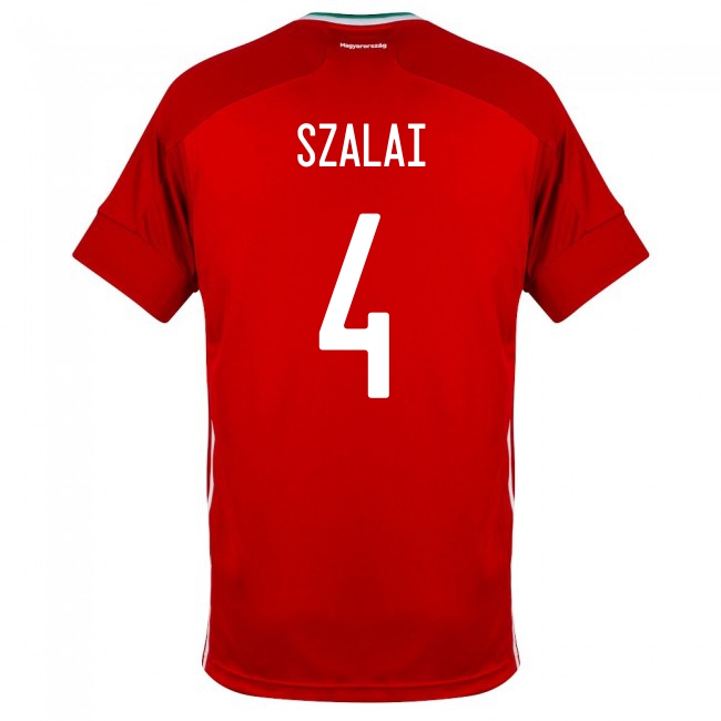 Niño Selección De Fútbol De Hungría Camiseta Attila Szalai #4 1ª Equipación Rojo 2021 Chile