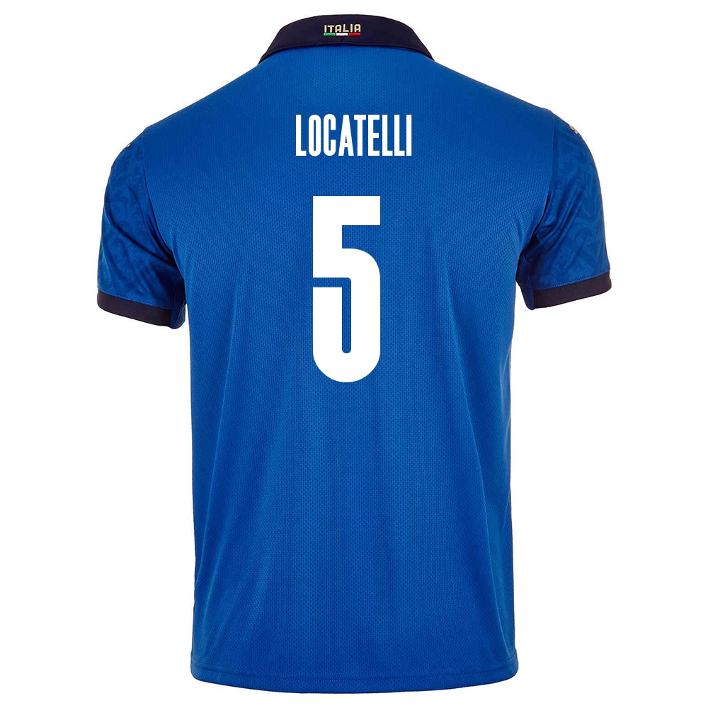 Hombre Selección De Fútbol De Italia Camiseta Manuel Locatelli #5 1ª Equipación Azul 2021 Chile