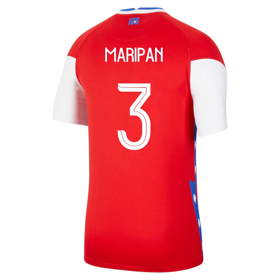 Mujer Selección de fútbol de Chile Camiseta Guillermo Maripan #3 1ª Equipación Rojo 2021 Chile