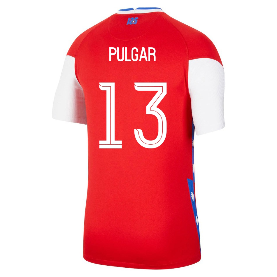 Mujer Selección de fútbol de Chile Camiseta Erick Pulgar #13 1ª Equipación Rojo 2021 Chile