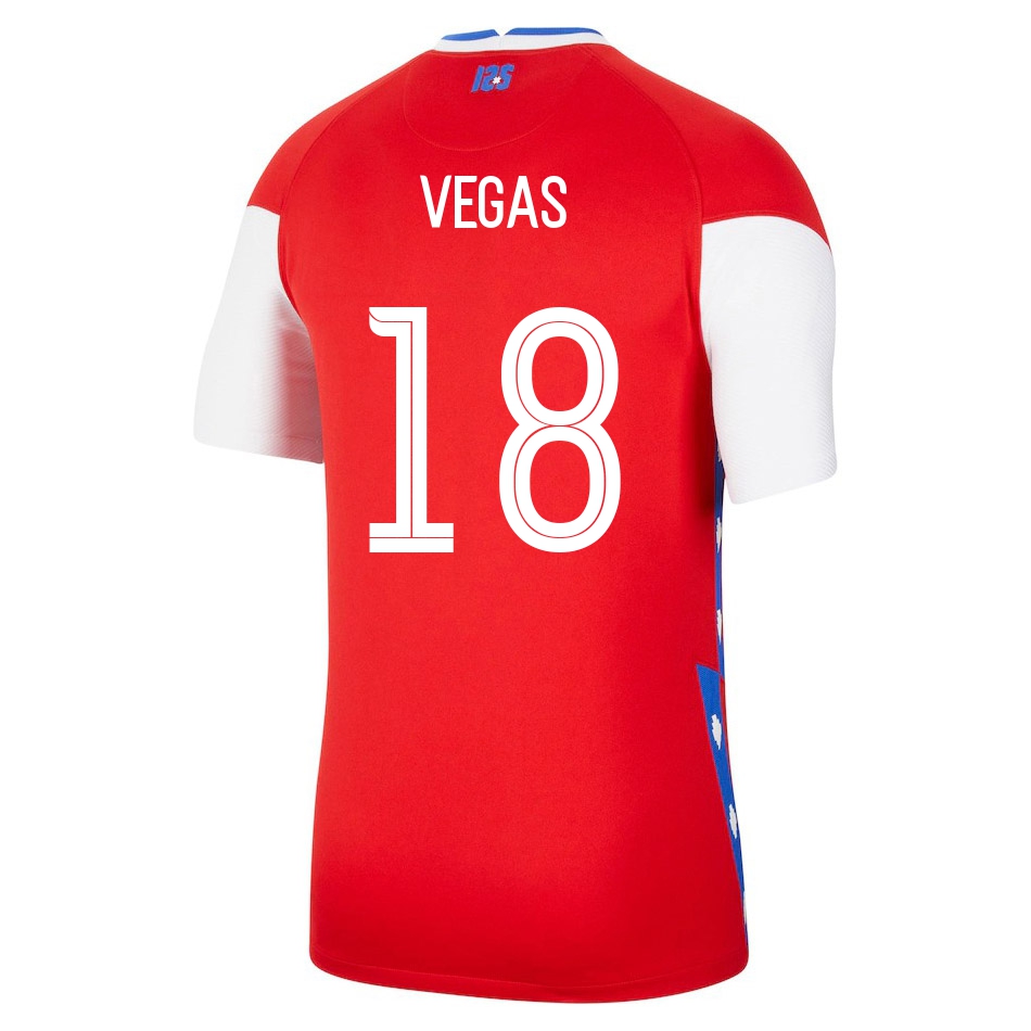 Mujer Selección de fútbol de Chile Camiseta Sebastian Vegas #18 1ª Equipación Rojo 2021 Chile