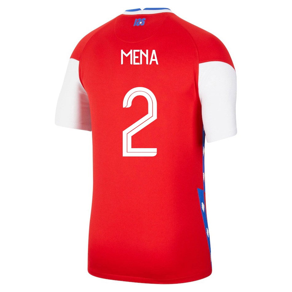 Mujer Selección de fútbol de Chile Camiseta Eugenio Mena #2 1ª Equipación Rojo 2021 Chile