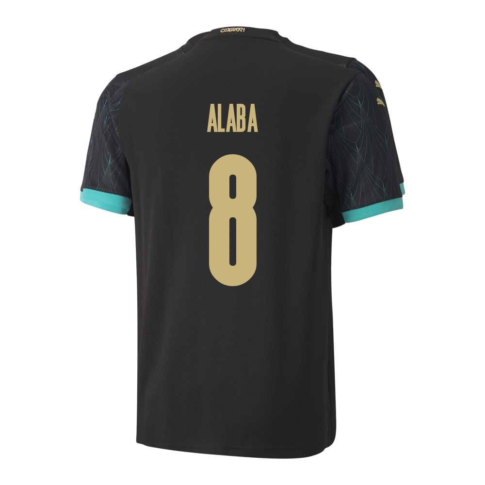 Mujer Selección de fútbol de Austria Camiseta David Alaba #8 2ª Equipación Negro 2021 Chile