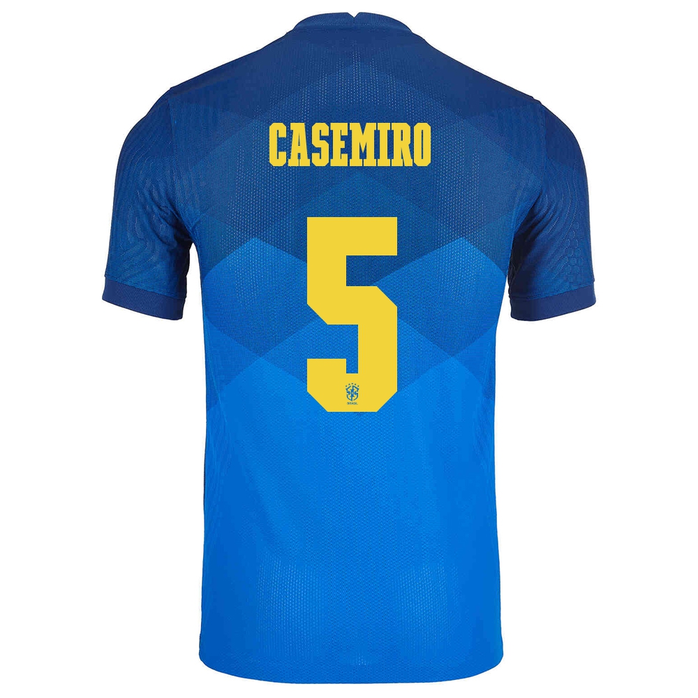 Niño Selección De Fútbol De Brasil Camiseta Casemiro #5 2ª Equipación Azul 2021 Chile