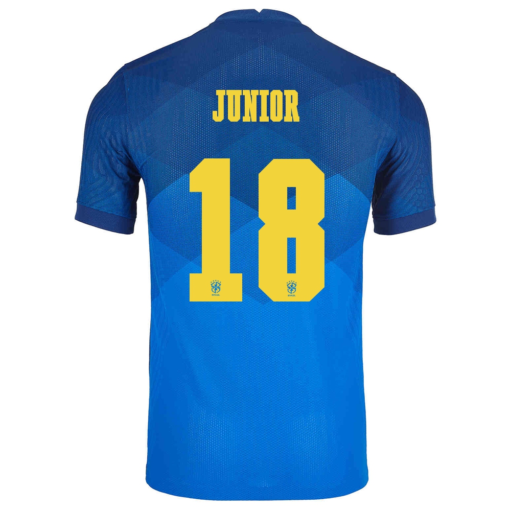 Mujer Selección de fútbol de Brasil Camiseta Vinicius Junior #18 2ª Equipación Azul 2021 Chile