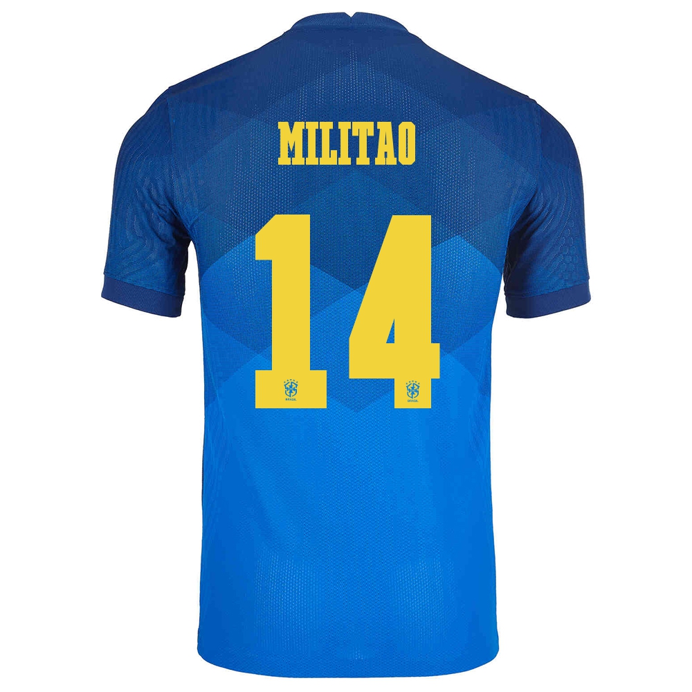 Mujer Selección de fútbol de Brasil Camiseta Eder Militao #14 2ª Equipación Azul 2021 Chile