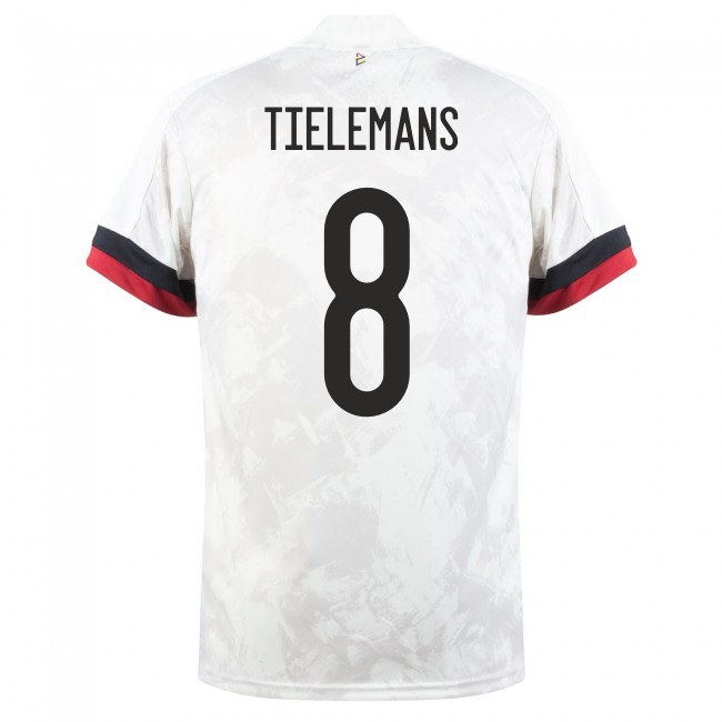 Mujer Selección de fútbol de Bélgica Camiseta Youri Tielemans #8 2ª Equipación Blanco negro 2021 Chile