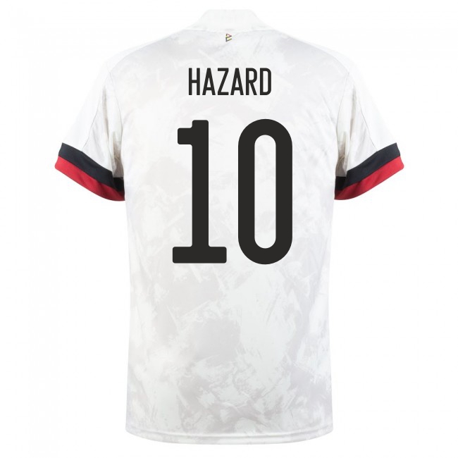 Hombre Selección De Fútbol De Bélgica Camiseta Eden Hazard #10 2ª Equipación Blanco Negro 2021 Chile
