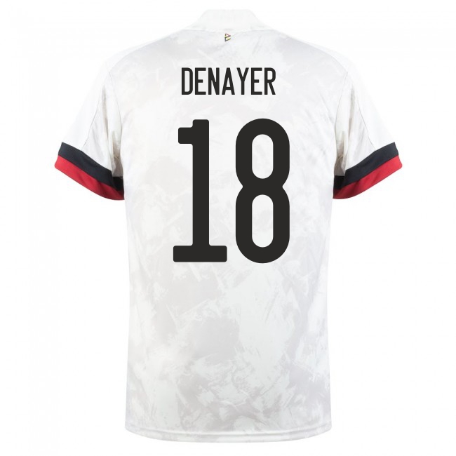 Mujer Selección de fútbol de Bélgica Camiseta Jason Denayer #18 2ª Equipación Blanco negro 2021 Chile