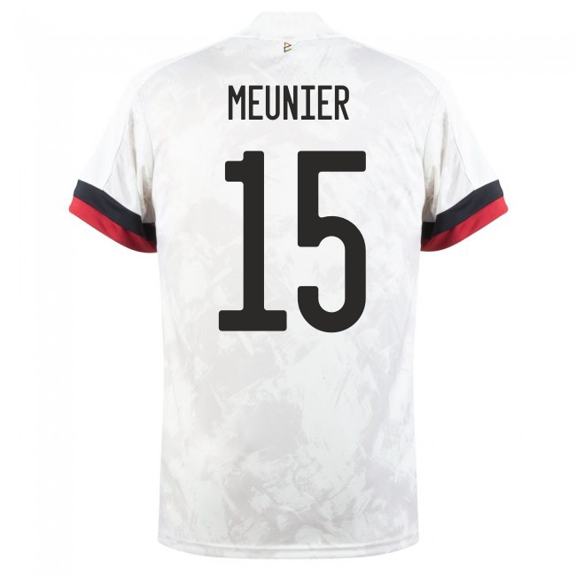 Mujer Selección de fútbol de Bélgica Camiseta Thomas Meunier #15 2ª Equipación Blanco negro 2021 Chile