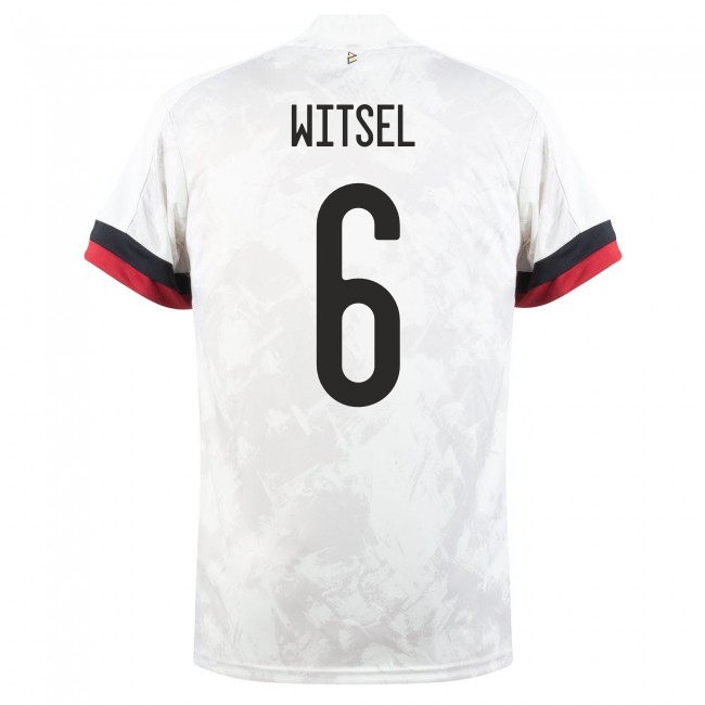Mujer Selección de fútbol de Bélgica Camiseta Axel Witsel #6 2ª Equipación Blanco negro 2021 Chile