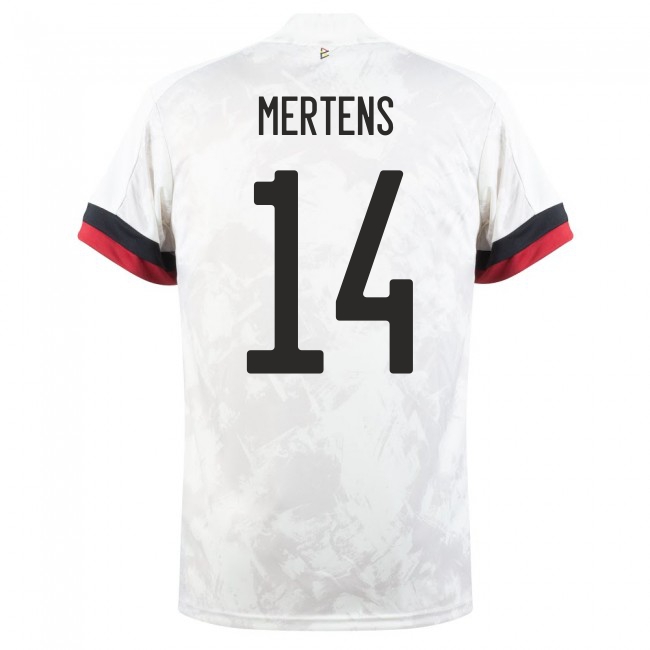 Mujer Selección de fútbol de Bélgica Camiseta Dries Mertens #14 2ª Equipación Blanco negro 2021 Chile
