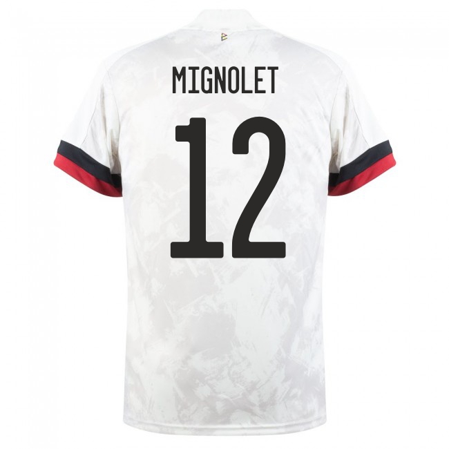 Mujer Selección De Fútbol De Bélgica Camiseta Simon Mignolet #12 2ª Equipación Blanco Negro 2021 Chile