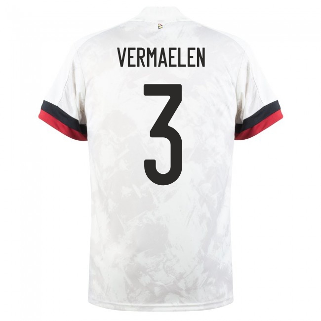Mujer Selección de fútbol de Bélgica Camiseta Thomas Vermaelen #3 2ª Equipación Blanco negro 2021 Chile