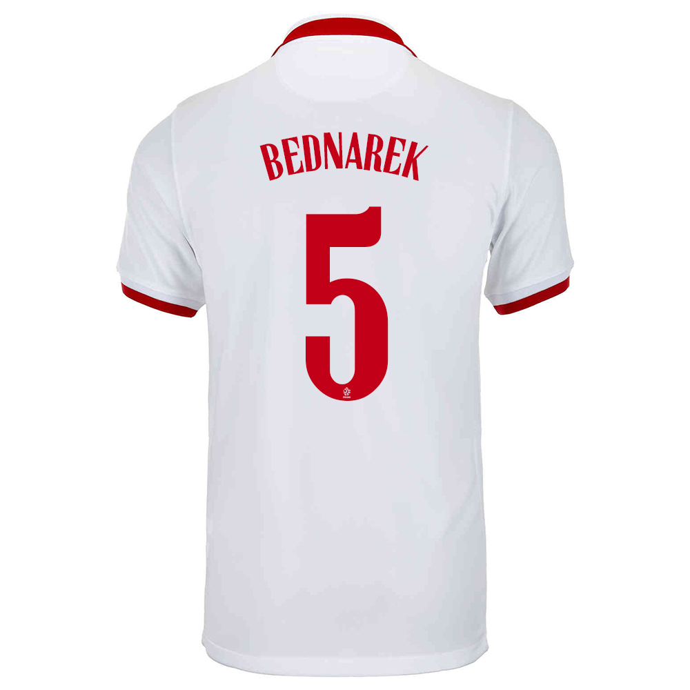 Mujer Selección de fútbol de Polonia Camiseta Jan Bednarek #5 2ª Equipación Blanco 2021 Chile