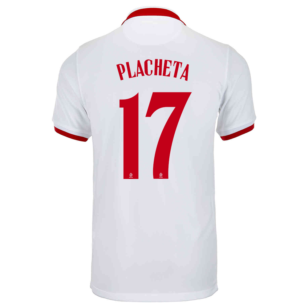 Mujer Selección de fútbol de Polonia Camiseta Przemyslaw Placheta #17 2ª Equipación Blanco 2021 Chile