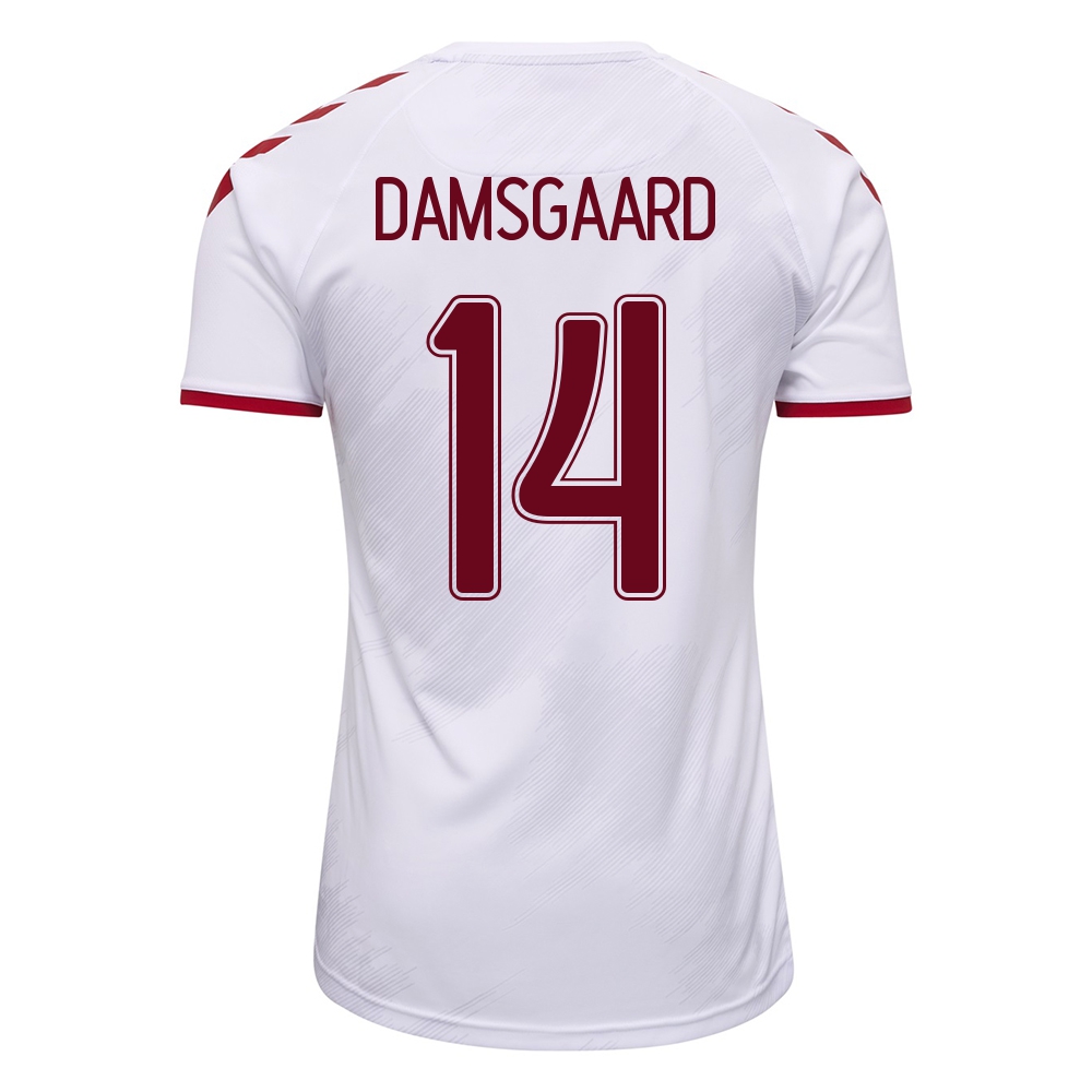Mujer Selección de fútbol de Dinamarca Camiseta Mikkel Damsgaard #14 2ª Equipación Blanco 2021 Chile