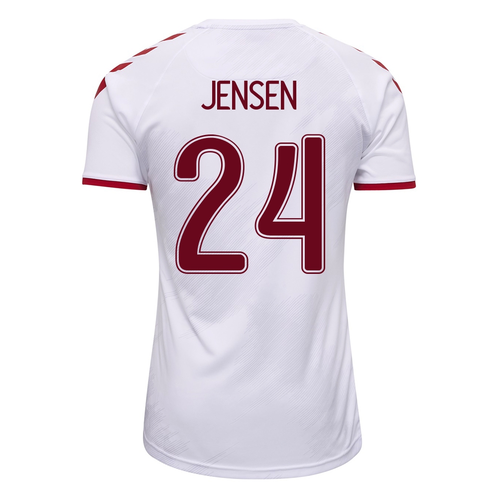 Mujer Selección de fútbol de Dinamarca Camiseta Mathias Jensen #24 2ª Equipación Blanco 2021 Chile
