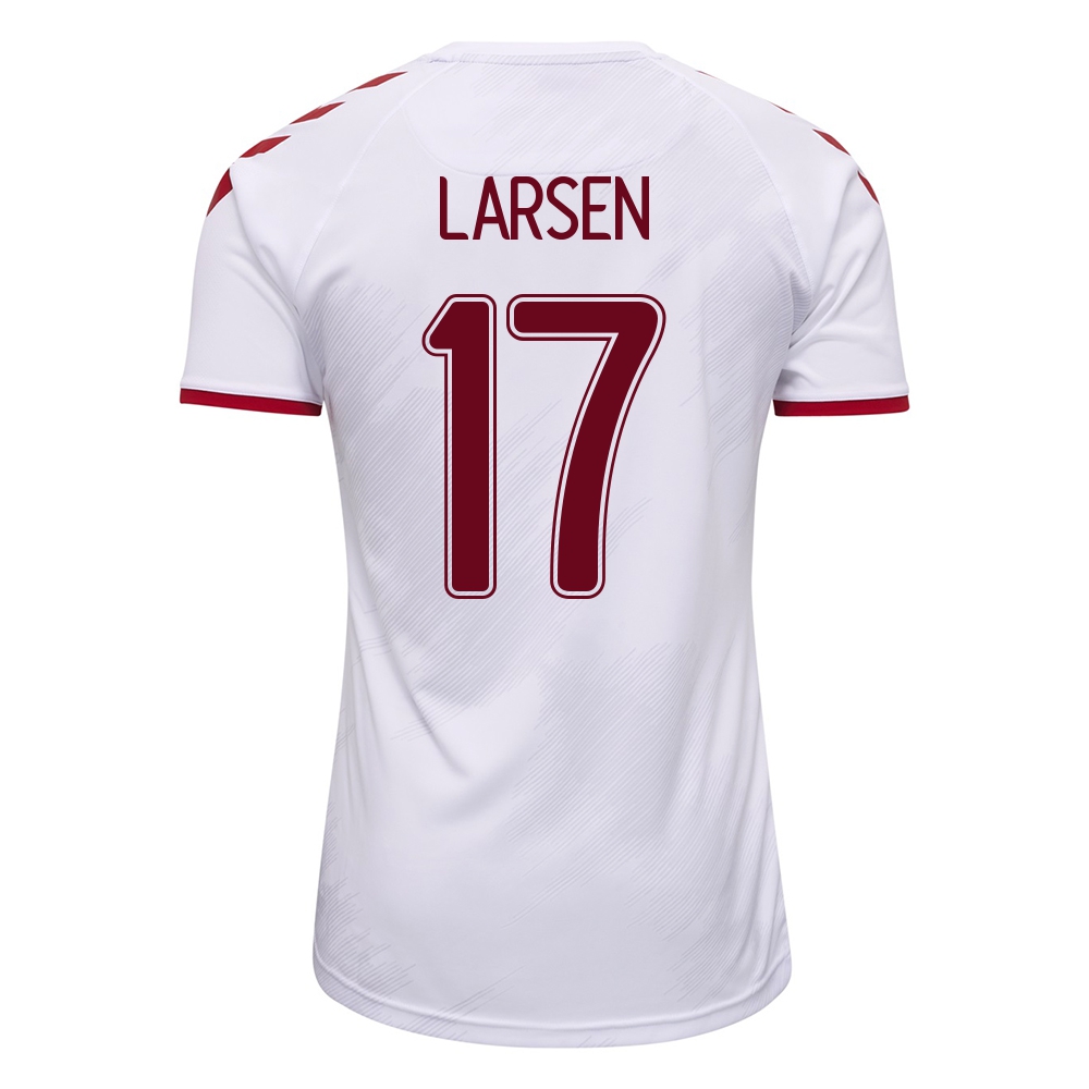 Mujer Selección de fútbol de Dinamarca Camiseta Jens Stryger Larsen #17 2ª Equipación Blanco 2021 Chile