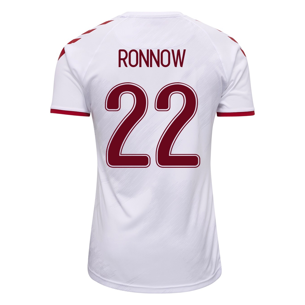 Mujer Selección de fútbol de Dinamarca Camiseta Frederik Ronnow #22 2ª Equipación Blanco 2021 Chile