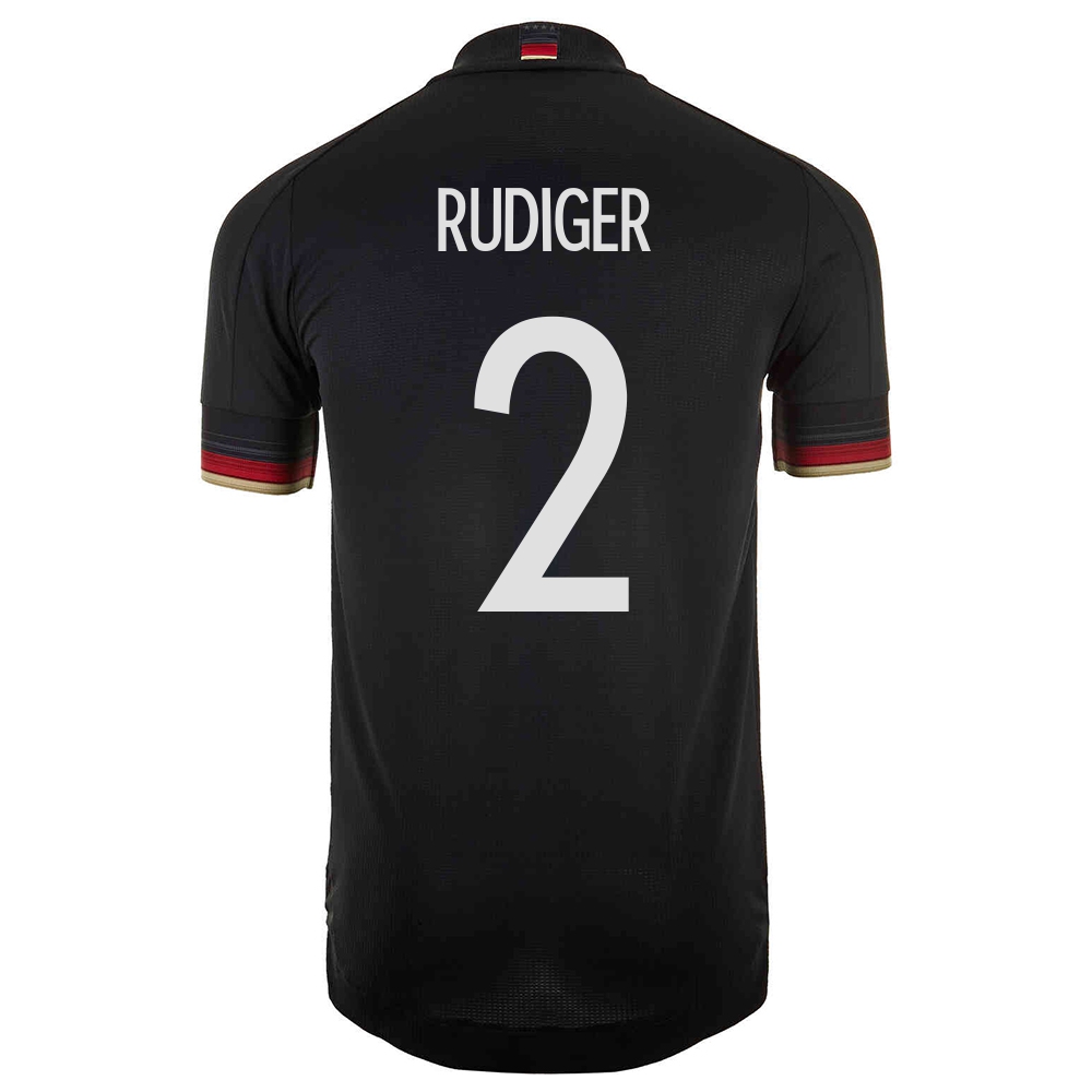 Mujer Selección de fútbol de Alemania Camiseta Antonio Rudiger #2 2ª Equipación Negro 2021 Chile