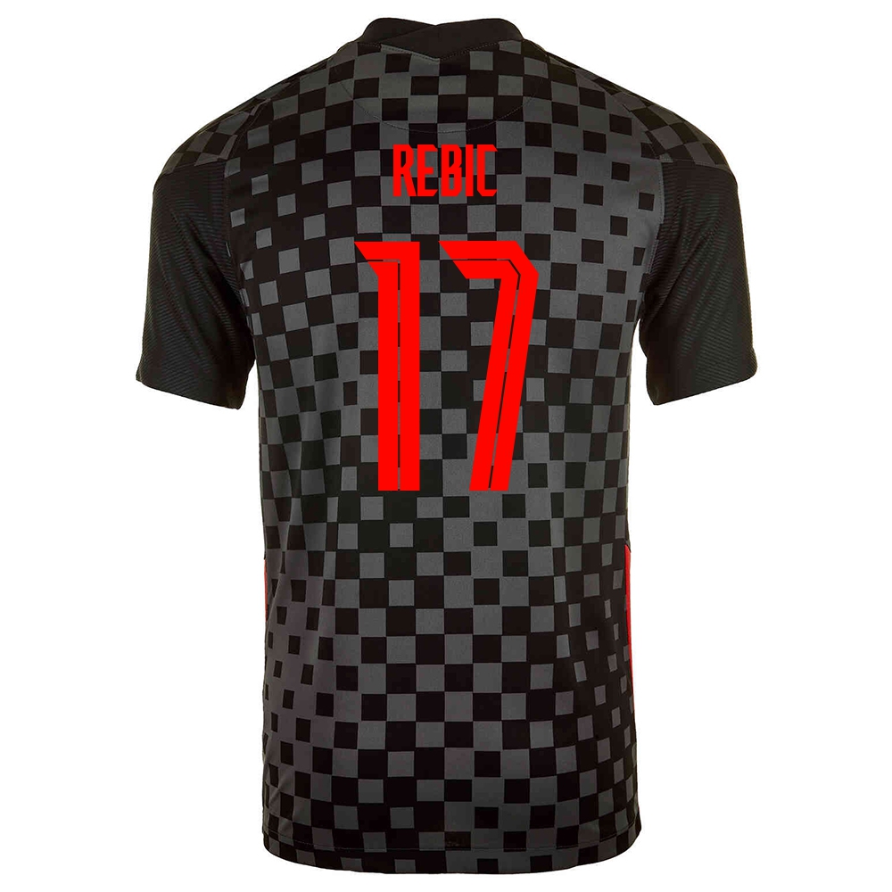 Mujer Selección de fútbol de Croacia Camiseta Ante Rebic #17 2ª Equipación Negro gris 2021 Chile