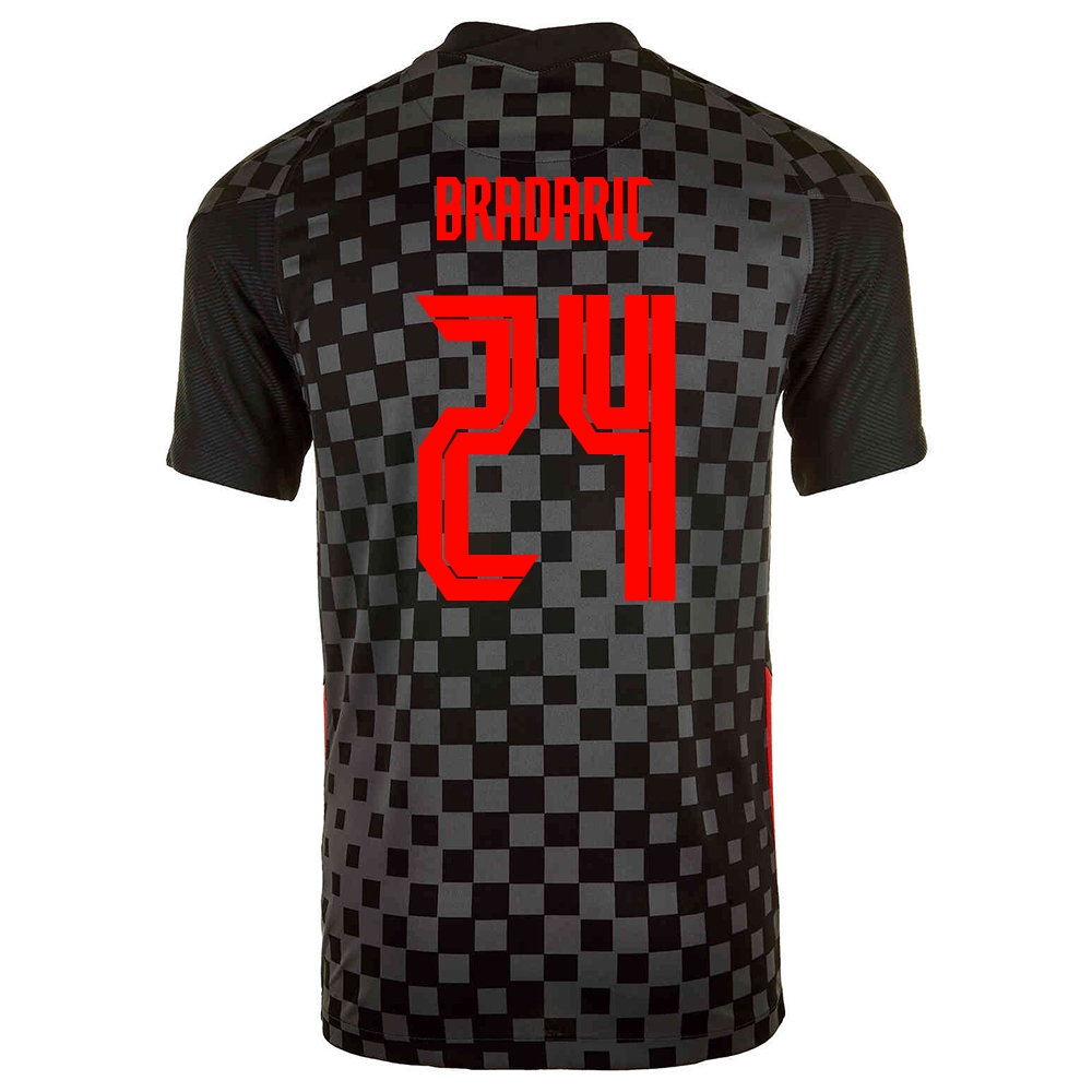 Mujer Selección de fútbol de Croacia Camiseta Domagoj Bradaric #24 2ª Equipación Negro gris 2021 Chile