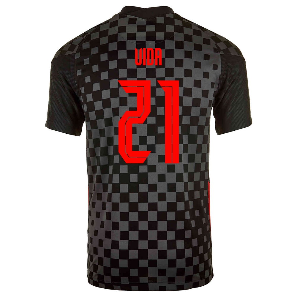 Mujer Selección de fútbol de Croacia Camiseta Domagoj Vida #21 2ª Equipación Negro gris 2021 Chile