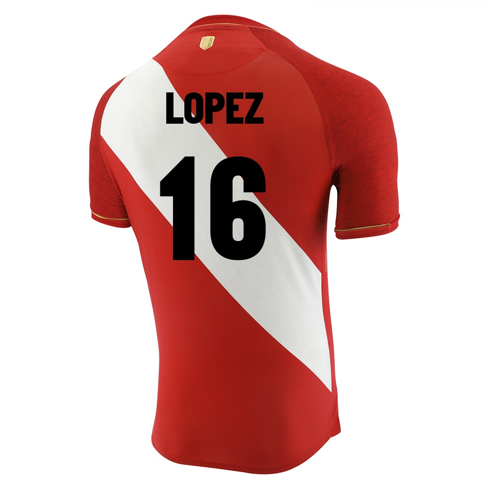 Mujer Selección de fútbol de Perú Camiseta Marcos Lopez #16 2ª Equipación Rojo blanco 2021 Chile