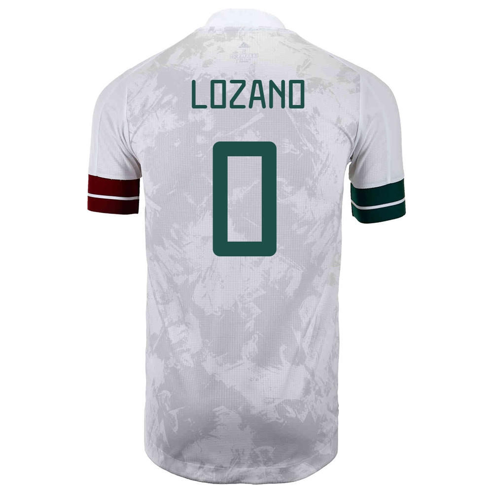 Mujer Selección de fútbol de México Camiseta Hirving Lozano #0 2ª Equipación Blanco negro 2021 Chile