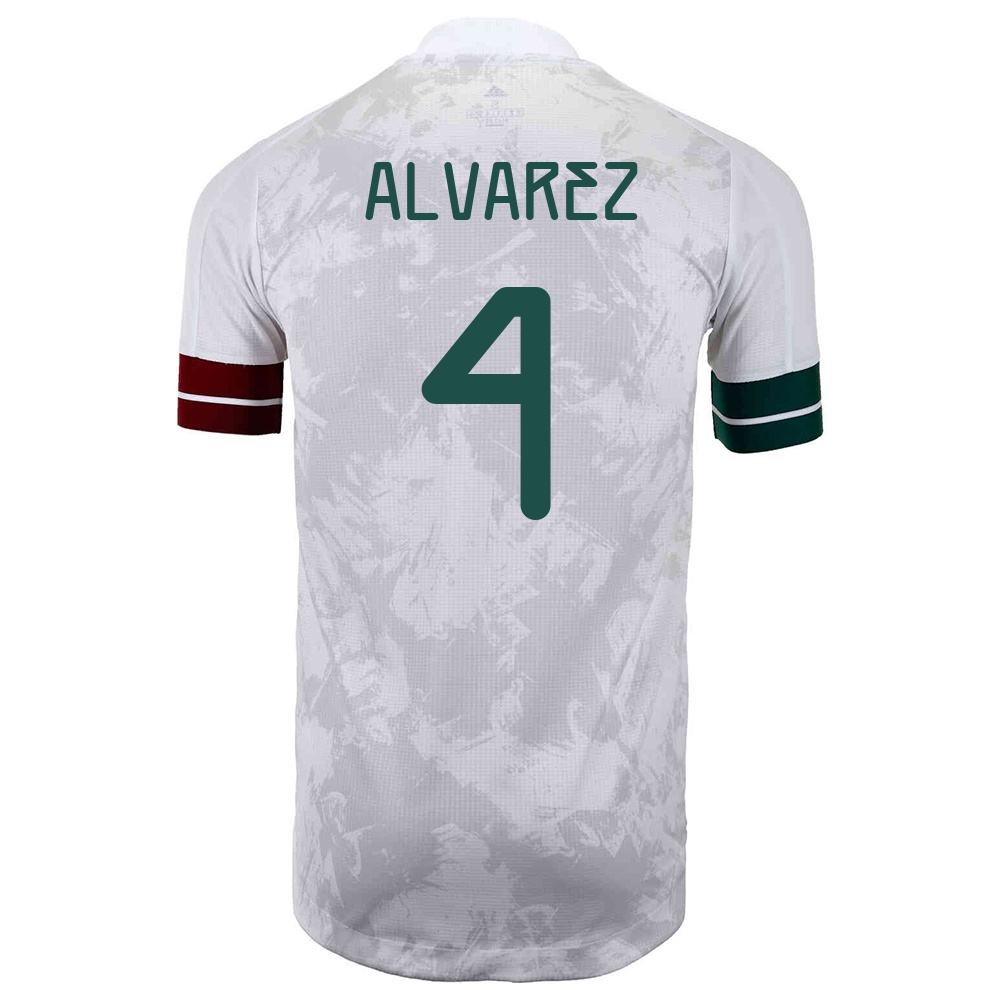 Mujer Selección de fútbol de México Camiseta Edson Alvarez #4 2ª Equipación Blanco negro 2021 Chile