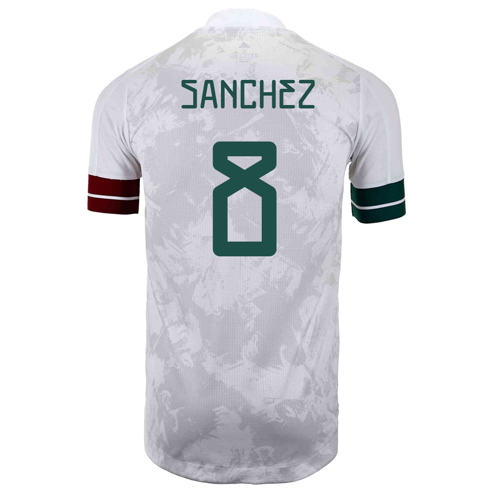 Mujer Selección de fútbol de México Camiseta Jorge Sanchez #8 2ª Equipación Blanco negro 2021 Chile