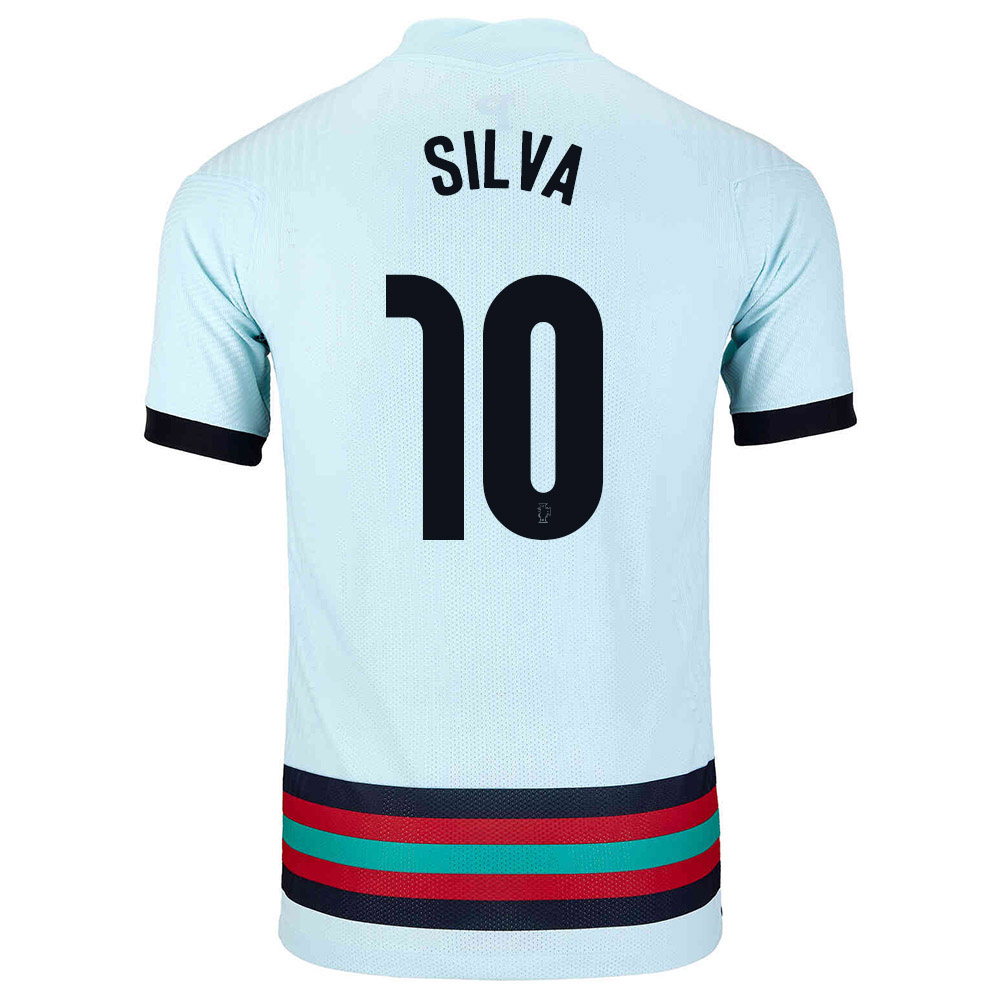 Mujer Selección de fútbol de Portugal Camiseta Bernardo Silva #10 2ª Equipación Azul claro 2021 Chile
