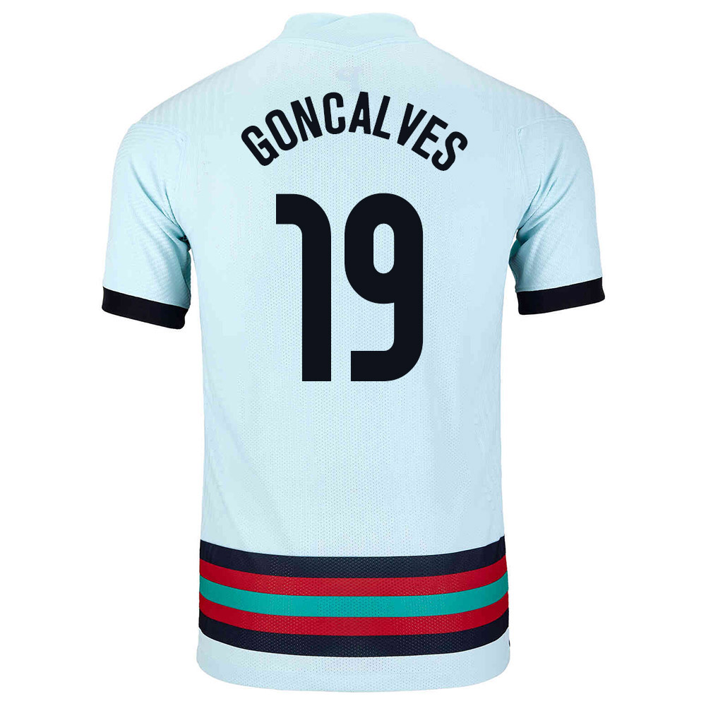 Mujer Selección de fútbol de Portugal Camiseta Pedro Goncalves #19 2ª Equipación Azul claro 2021 Chile