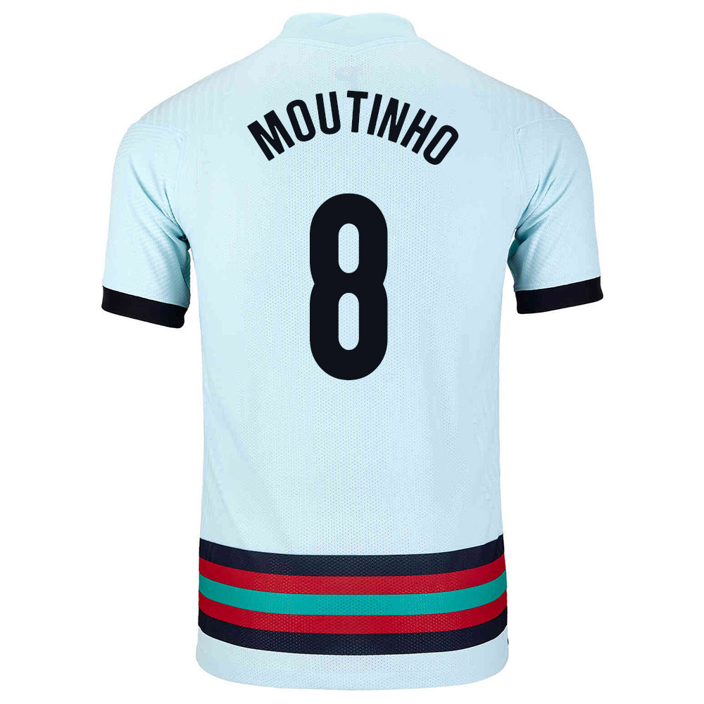 Mujer Selección de fútbol de Portugal Camiseta Joao Moutinho #8 2ª Equipación Azul claro 2021 Chile