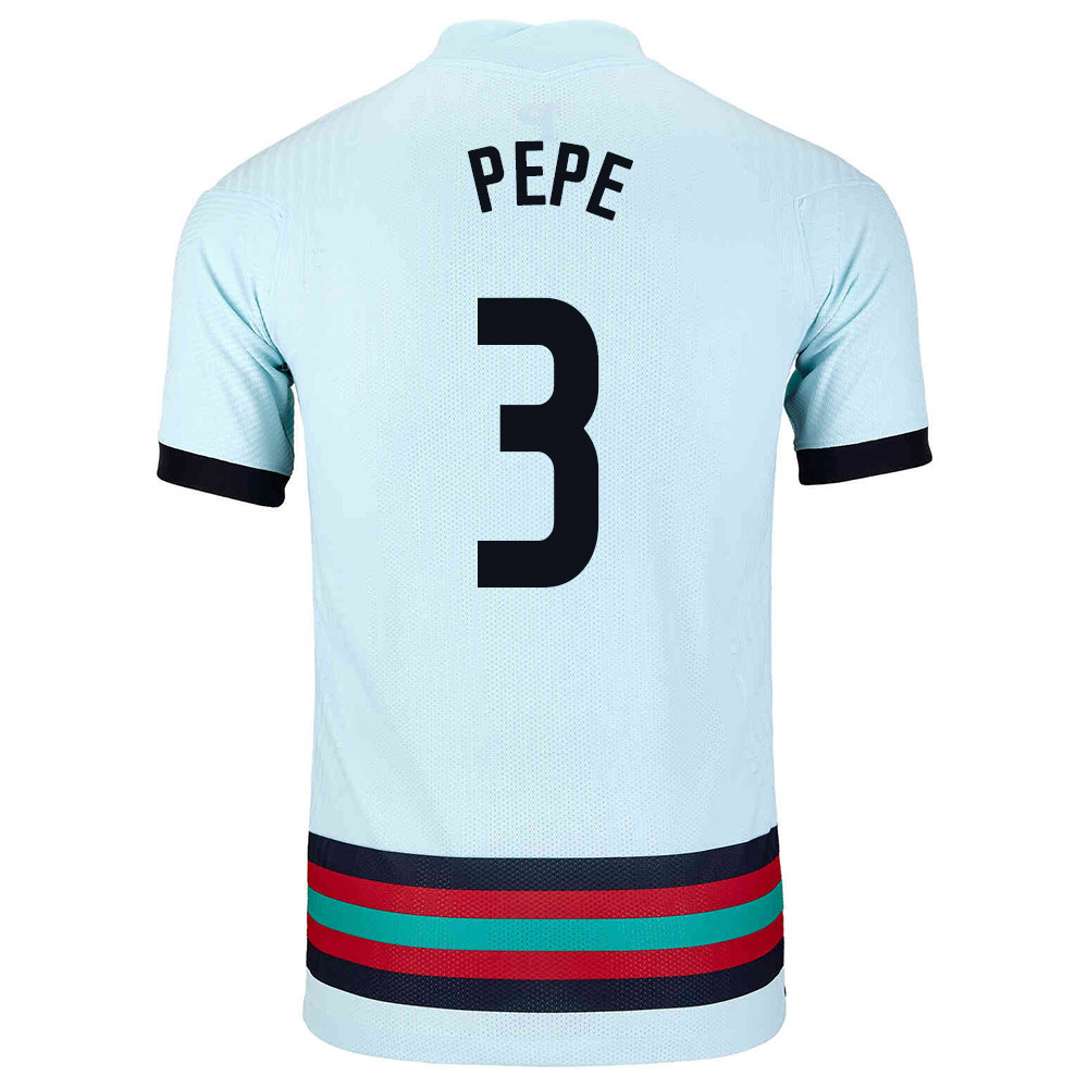 Mujer Selección de fútbol de Portugal Camiseta Pepe #3 2ª Equipación Azul claro 2021 Chile
