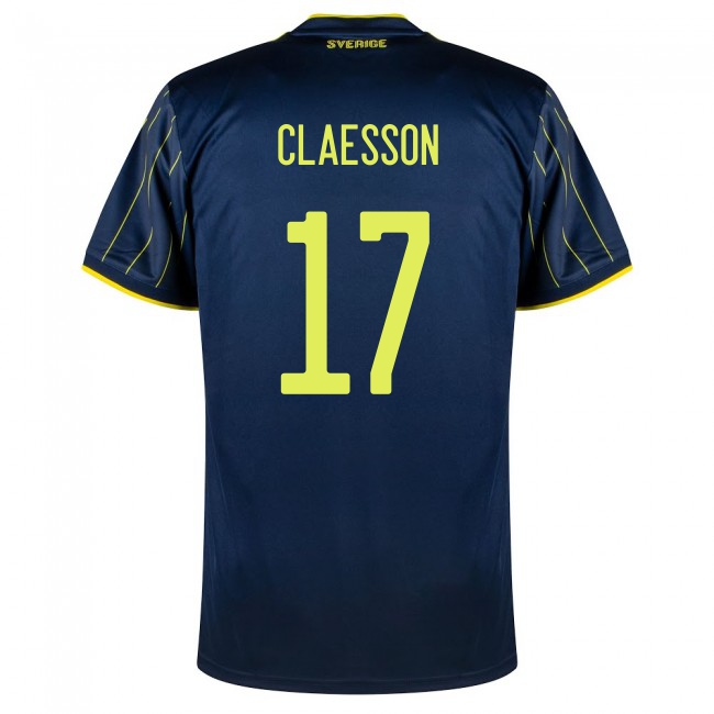 Mujer Selección de fútbol de Suecia Camiseta Viktor Claesson #17 2ª Equipación Azul oscuro 2021 Chile