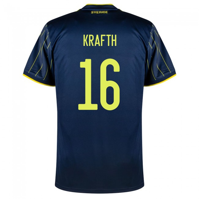 Mujer Selección de fútbol de Suecia Camiseta Emil Krafth #16 2ª Equipación Azul oscuro 2021 Chile