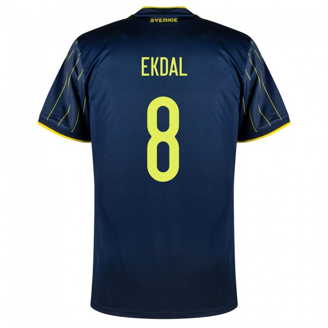 Mujer Selección de fútbol de Suecia Camiseta Albin Ekdal #8 2ª Equipación Azul oscuro 2021 Chile