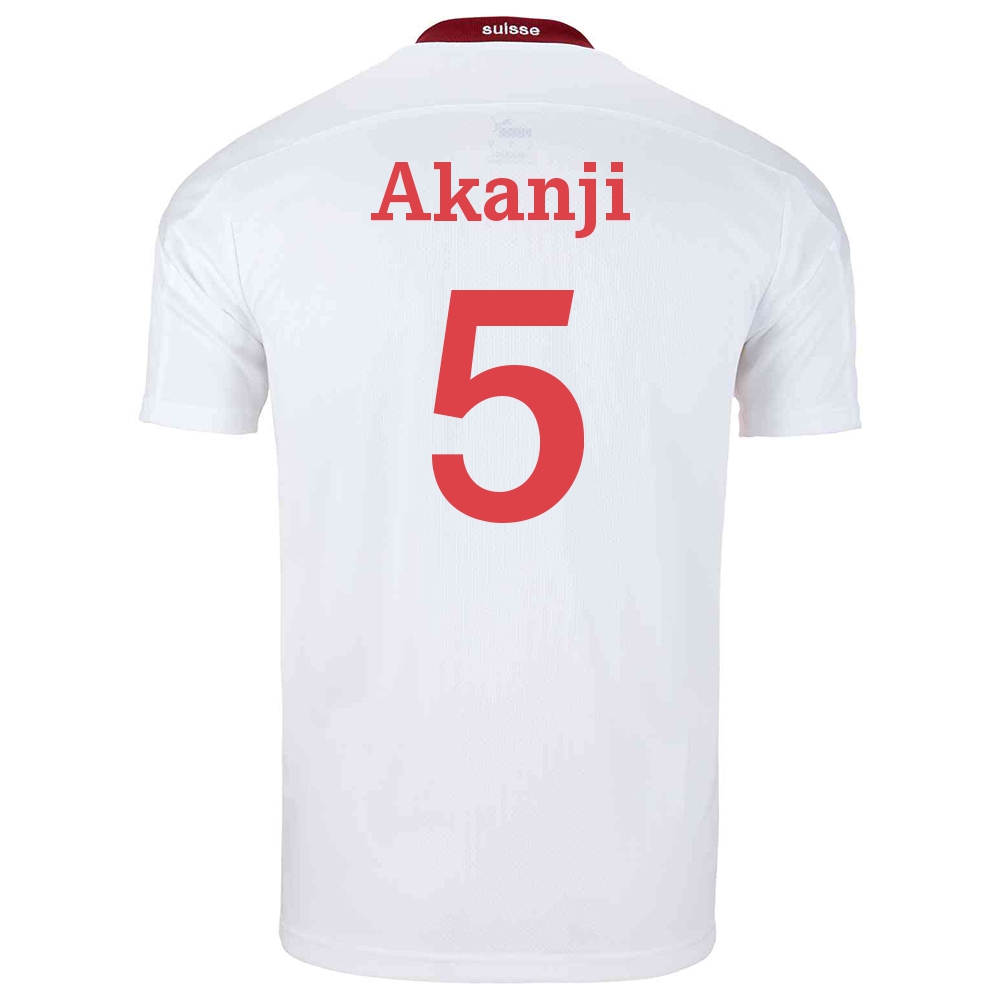 Mujer Selección de fútbol de Suiza Camiseta Manuel Akanji #5 2ª Equipación Blanco 2021 Chile