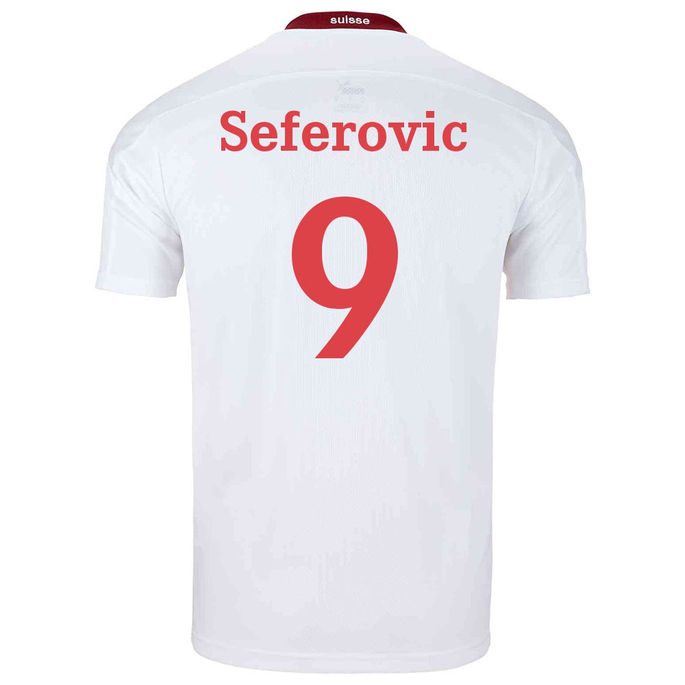 Mujer Selección de fútbol de Suiza Camiseta Haris Seferovic #9 2ª Equipación Blanco 2021 Chile