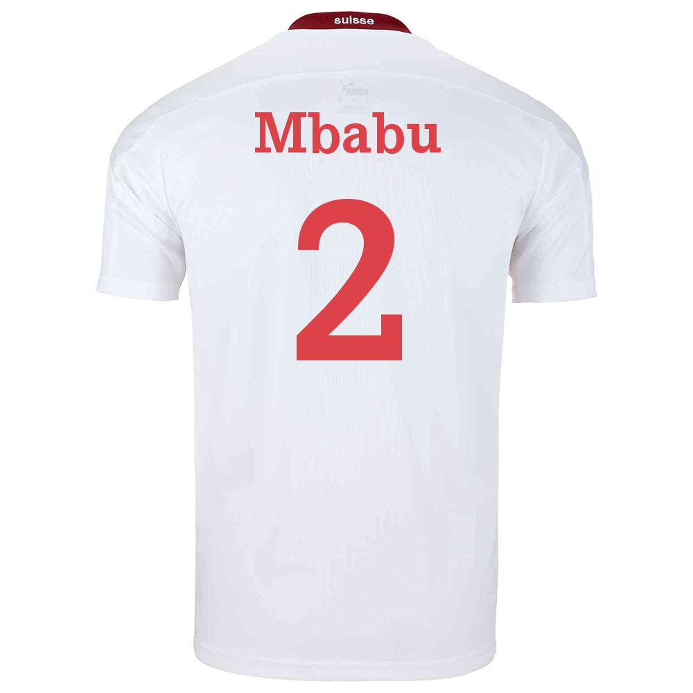 Mujer Selección de fútbol de Suiza Camiseta Kevin Mbabu #2 2ª Equipación Blanco 2021 Chile
