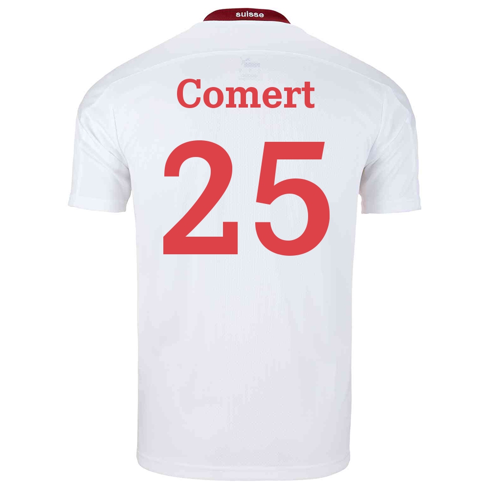 Mujer Selección de fútbol de Suiza Camiseta Eray Comert #25 2ª Equipación Blanco 2021 Chile