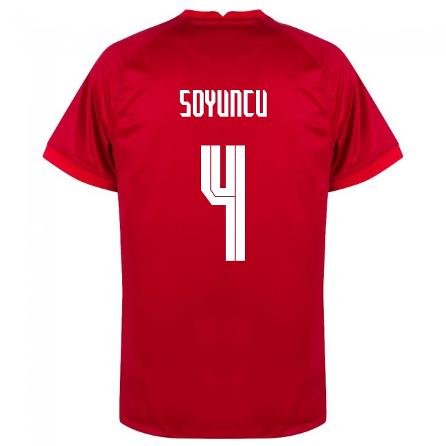 Mujer Selección de fútbol de Turquía Camiseta Caglar Soyuncu #4 2ª Equipación Rojo 2021 Chile