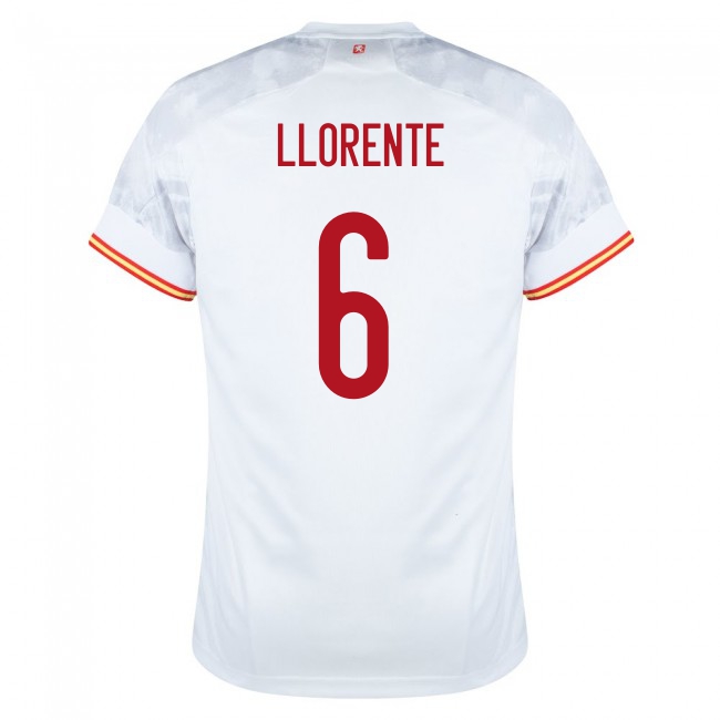 Mujer Selección de fútbol de España Camiseta Marcos Llorente #6 2ª Equipación Blanco 2021 Chile