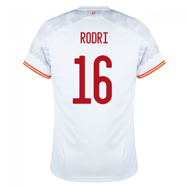 Mujer Selección de fútbol de España Camiseta Rodri #16 2ª Equipación Blanco 2021 Chile