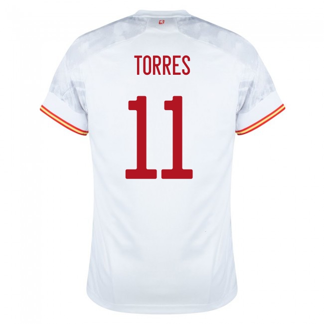 Mujer Selección de fútbol de España Camiseta Ferran Torres #11 2ª Equipación Blanco 2021 Chile