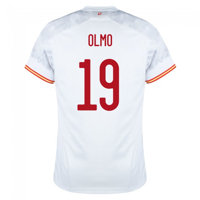 Mujer Selección de fútbol de España Camiseta Dani Olmo #19 2ª Equipación Blanco 2021 Chile