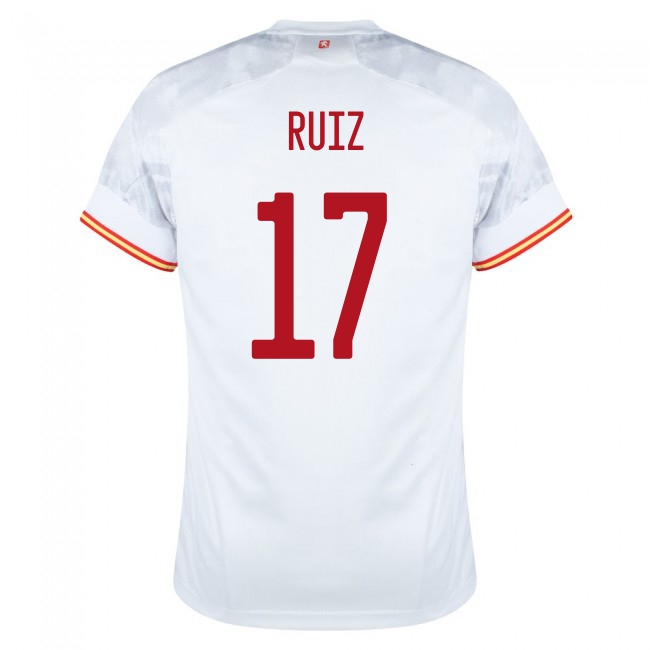 Mujer Selección de fútbol de España Camiseta Fabian Ruiz #17 2ª Equipación Blanco 2021 Chile