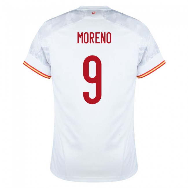 Mujer Selección de fútbol de España Camiseta Gerard Moreno #9 2ª Equipación Blanco 2021 Chile